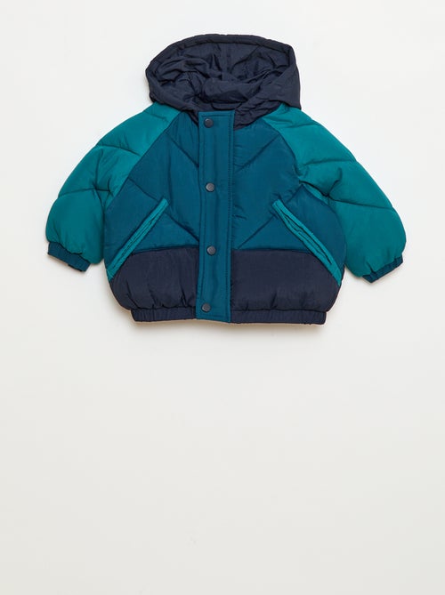Casaco acolchoado com capuz color block - Kiabi