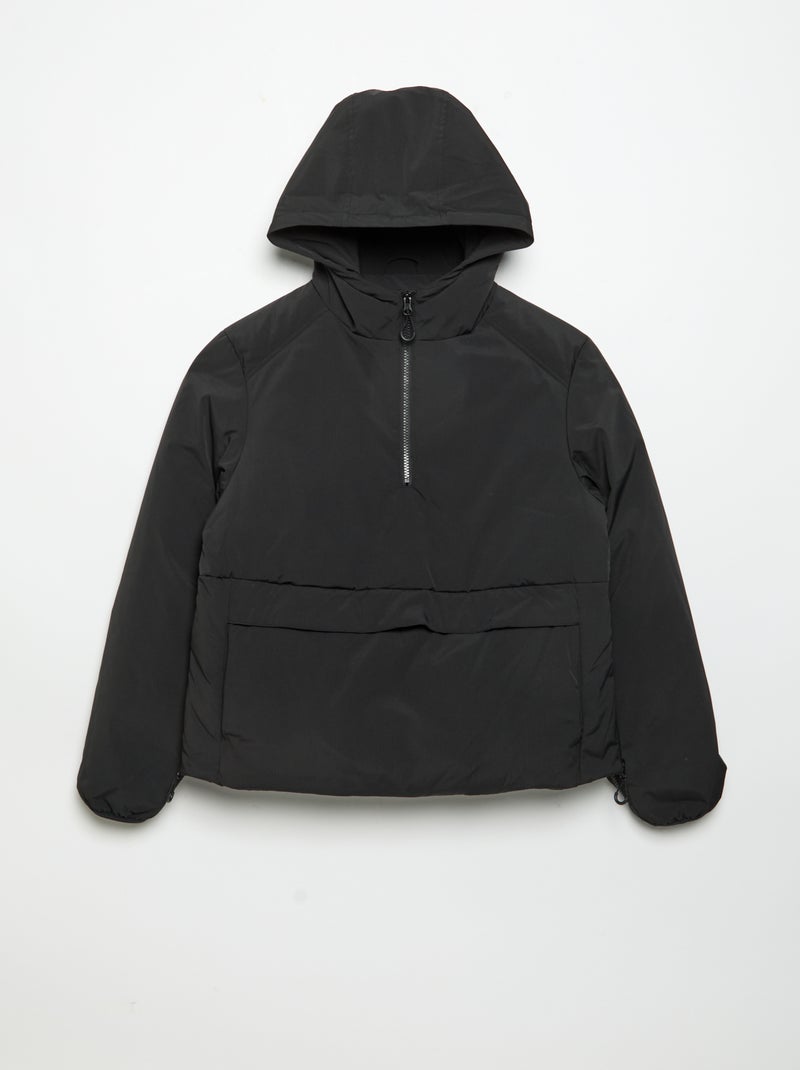 Casaco acolchoado com capuz Preto - Kiabi