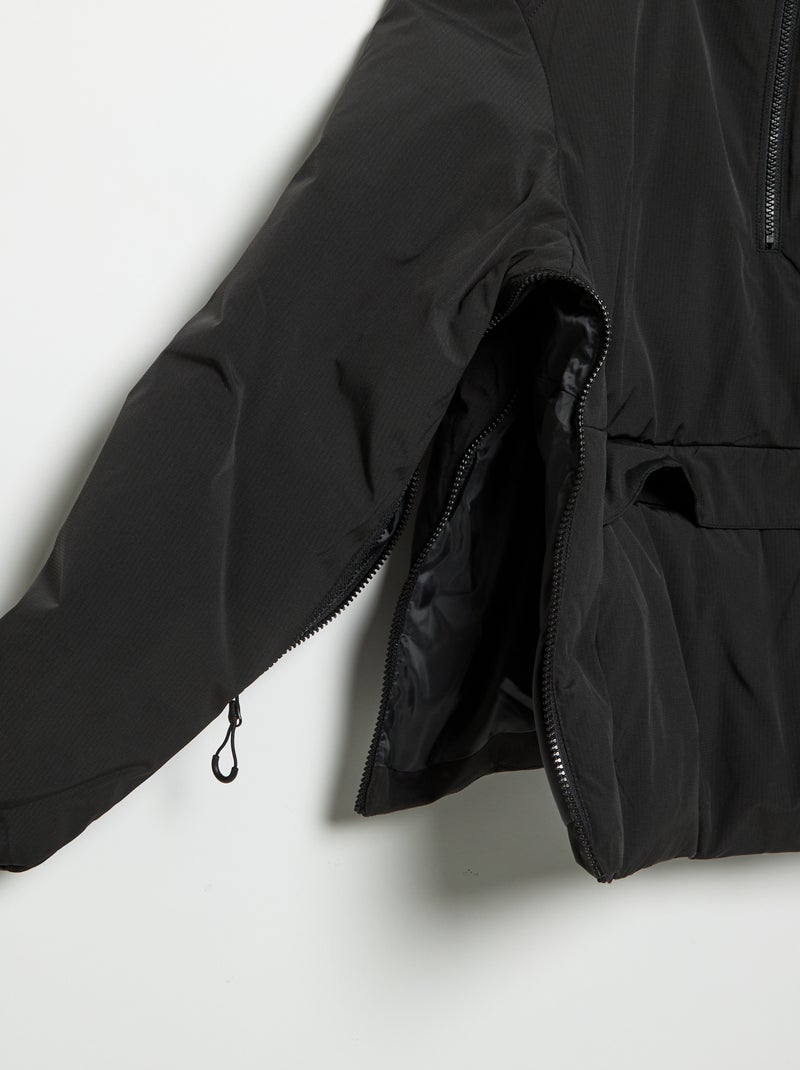 Casaco acolchoado com capuz Preto - Kiabi