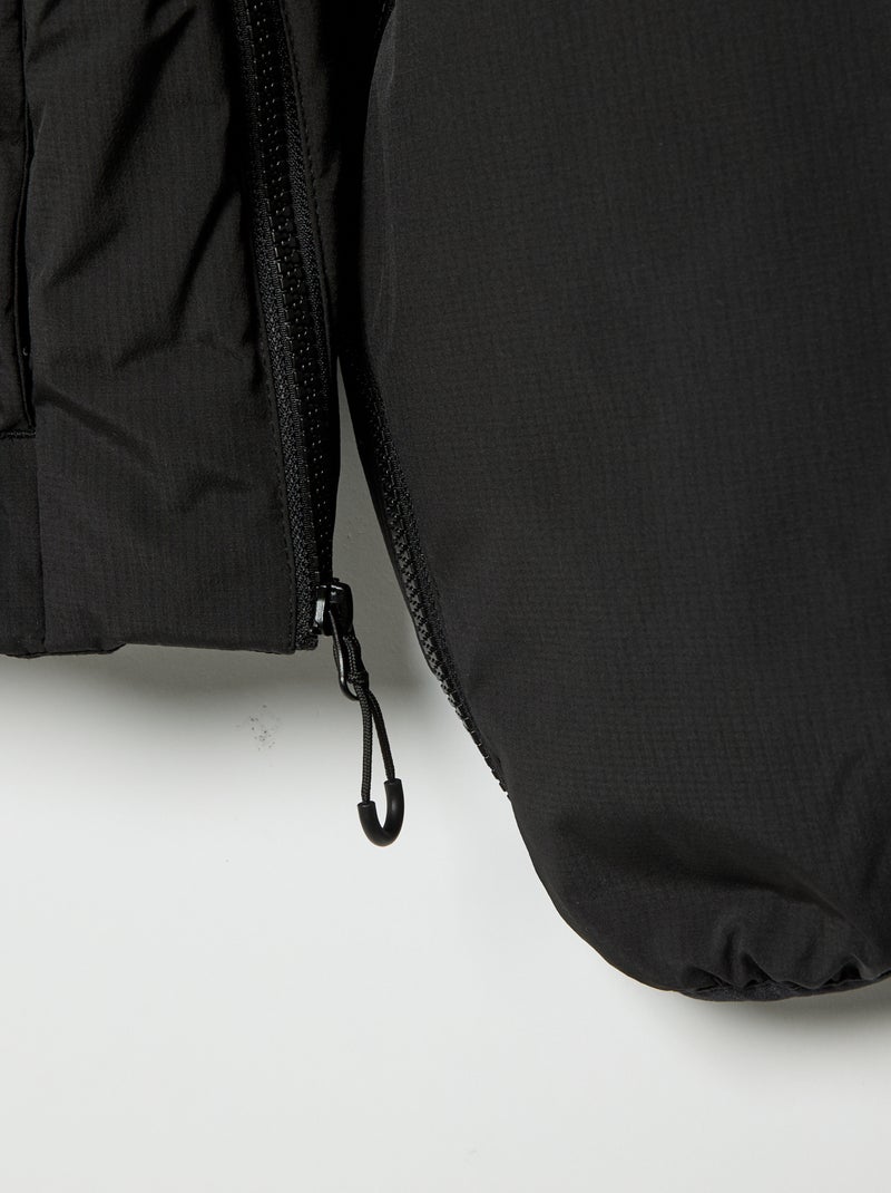 Casaco acolchoado com capuz Preto - Kiabi