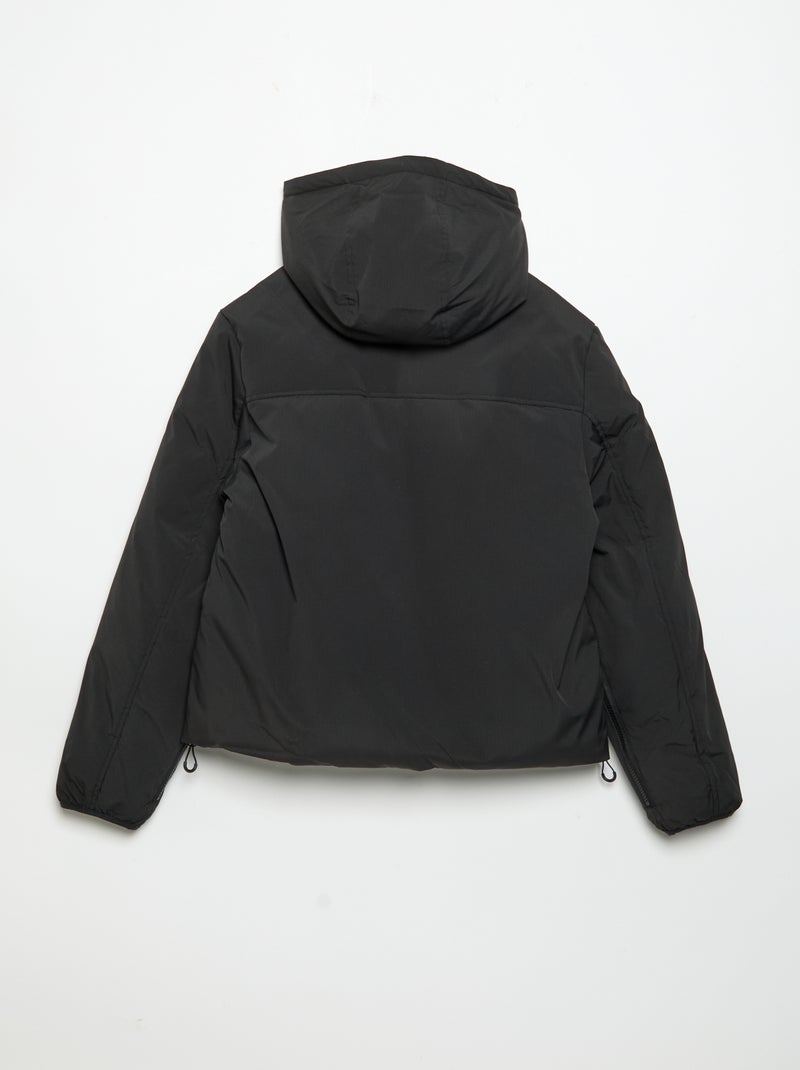 Casaco acolchoado com capuz Preto - Kiabi