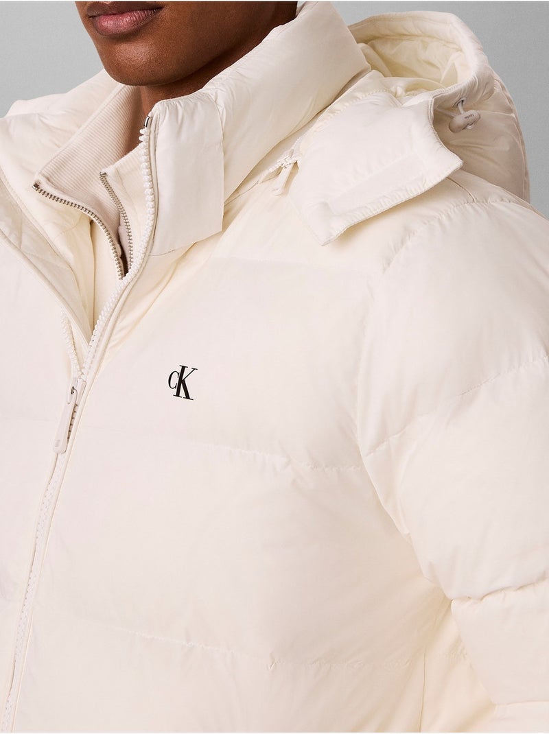 Casaco acolchoado com capuz removível - calvin klein Branco sujo - Kiabi
