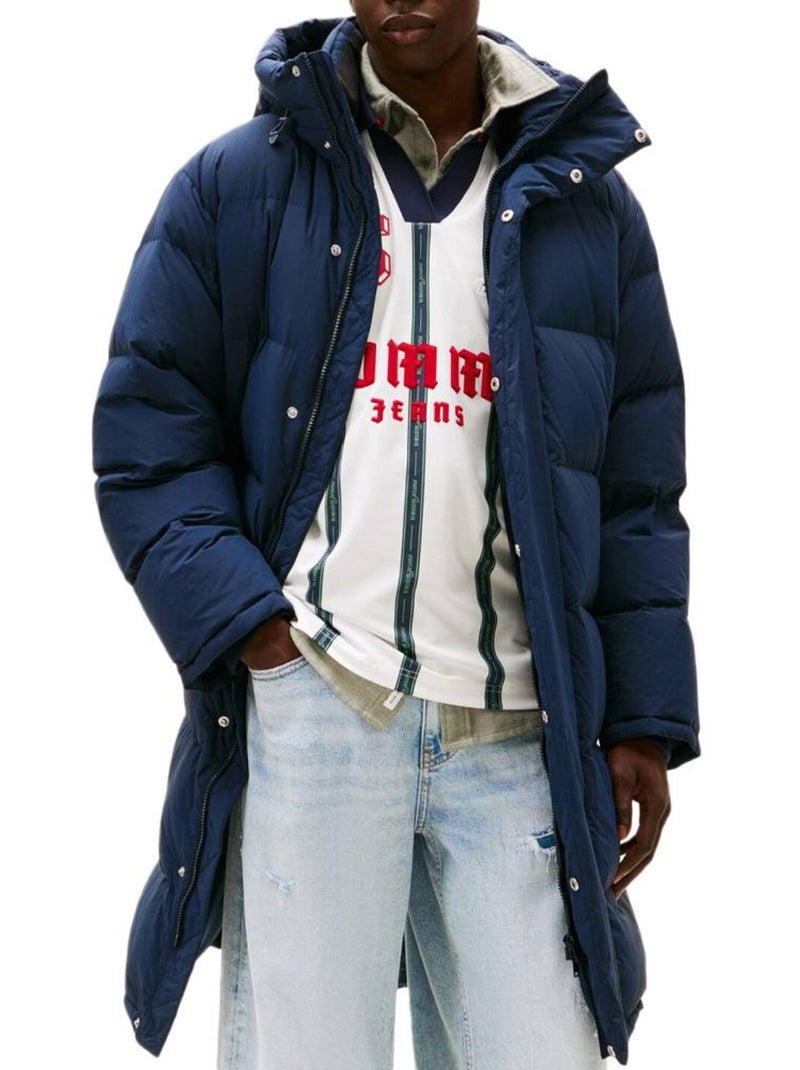 Casaco Acolchoado com Capuz Tommy Hilfiger para Homem Azul-marinho - Kiabi