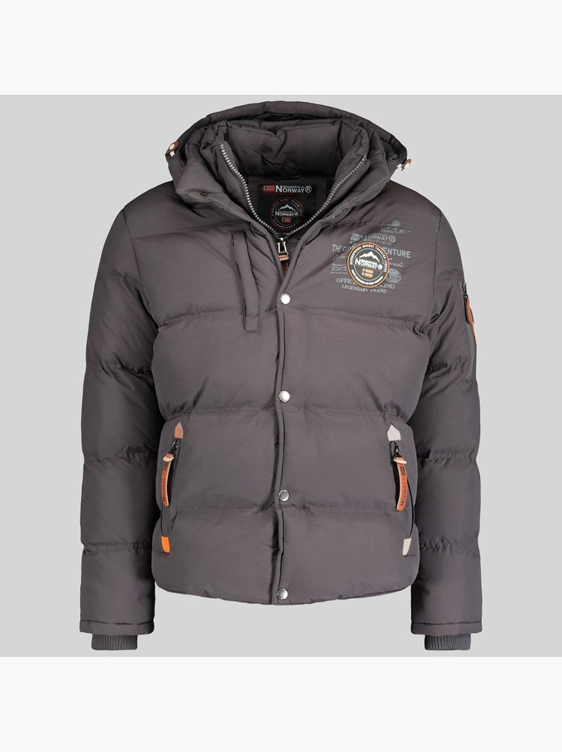 Casaco acolchoado com capuz verveine – geographical norway Cinza escuro - Kiabi