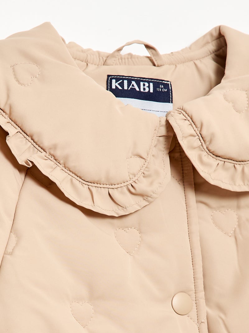 Casaco acolchoado com gola Claudine Bege - Kiabi