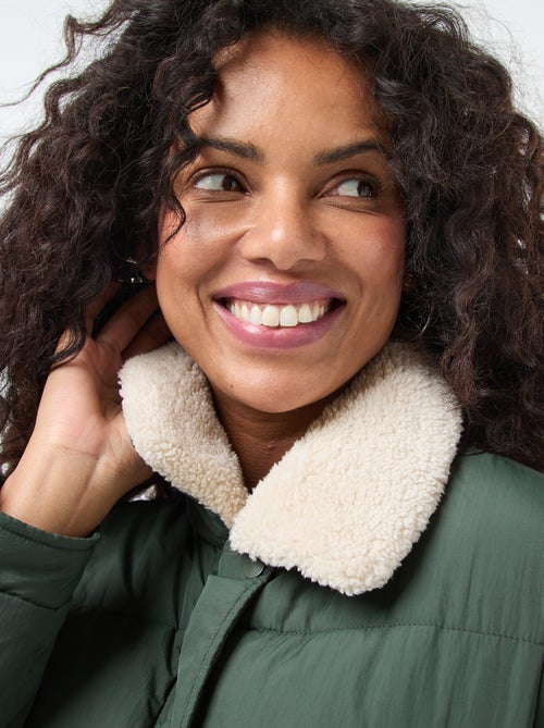 Casaco acolchoado com gola efeito ovelha - Kiabi