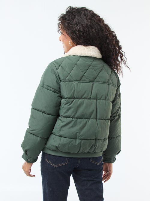 Casaco acolchoado com gola efeito ovelha - Kiabi