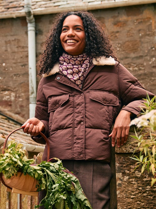 Casaco acolchoado com gola efeito ovelha - Kiabi