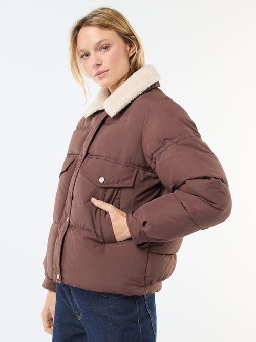 Casaco acolchoado com gola efeito ovelha - Kiabi