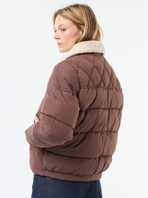 Casaco acolchoado com gola efeito ovelha - Kiabi