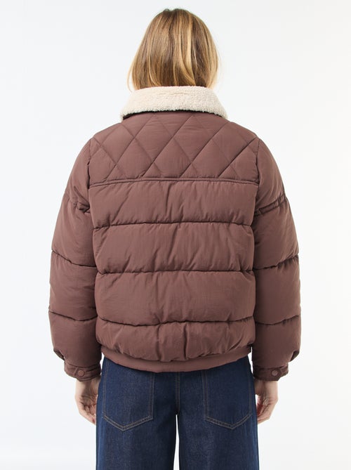 Casaco acolchoado com gola efeito ovelha - Kiabi