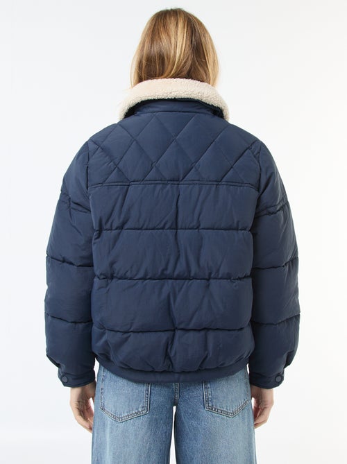 Casaco acolchoado com gola efeito shearling - Kiabi