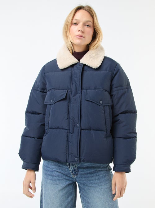 Casaco acolchoado com gola efeito shearling - Kiabi