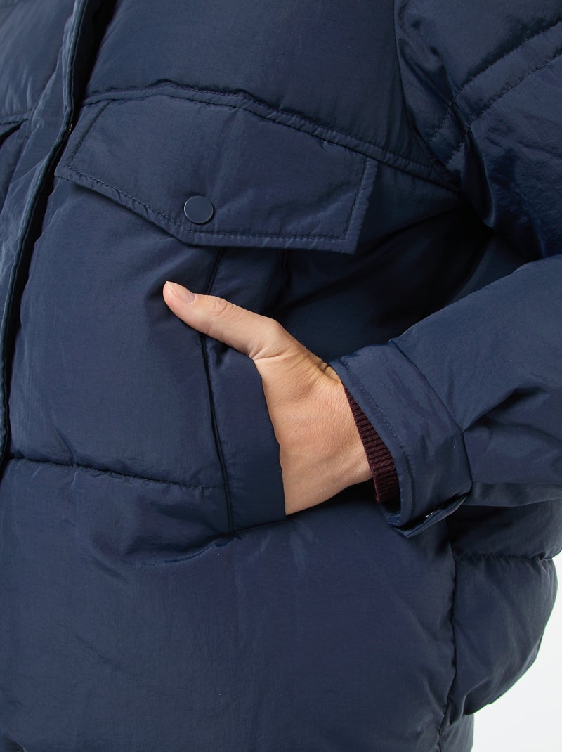 Casaco acolchoado com gola efeito shearling Azul - Kiabi