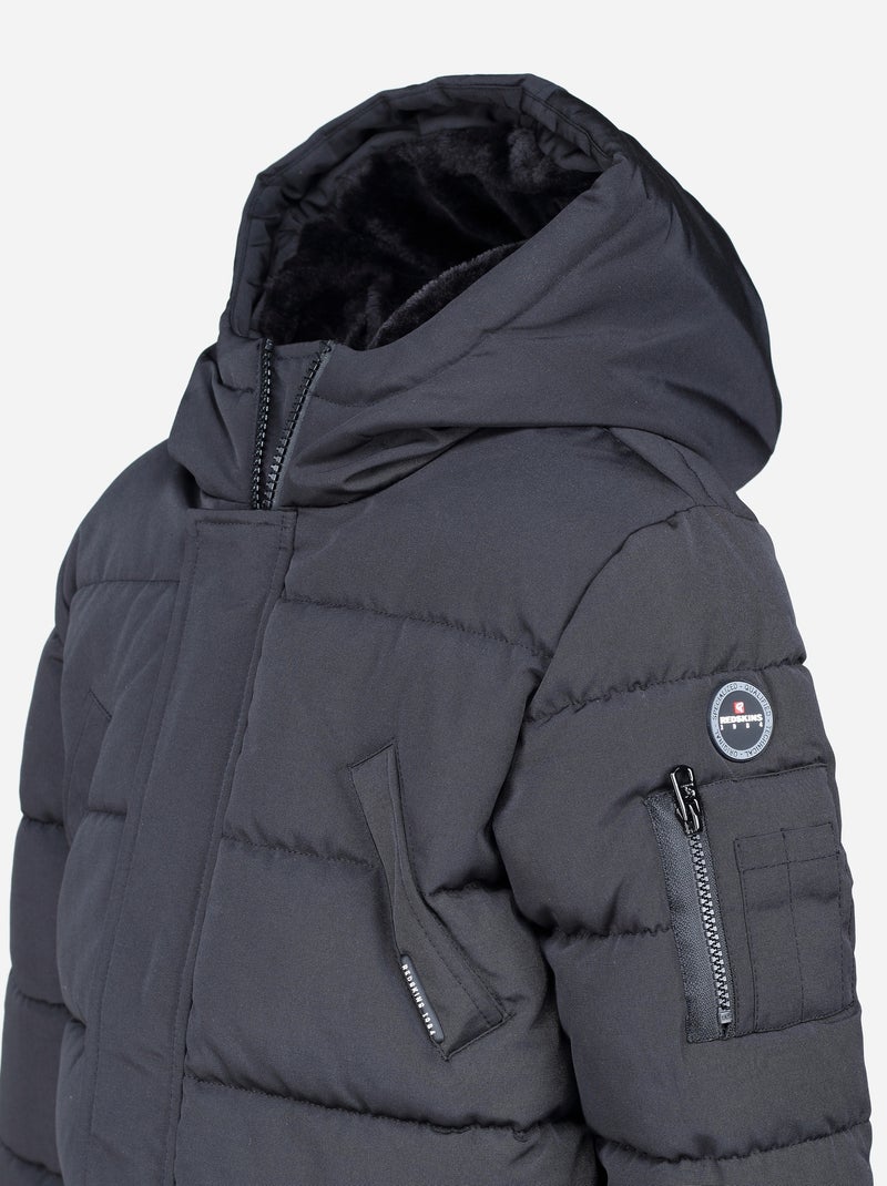 Casaco acolchoado comprido com capuz - Redskins Preto - Kiabi