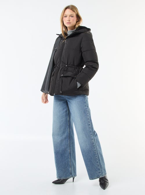 Casaco acolchoado comprido com capuz - Kiabi