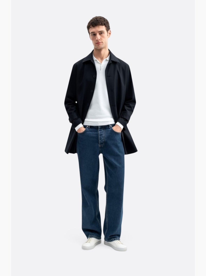 Casaco acolchoado comprido com colarinho de camisa giesto Preto - Kiabi