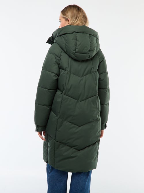 Casaco Acolchoado Comprido e Quente com Capuz - Kiabi