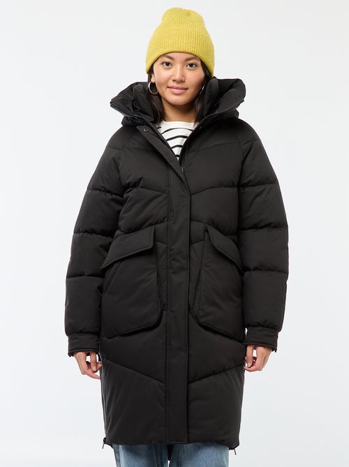 Casaco Acolchoado Comprido e Quente com Capuz - Kiabi