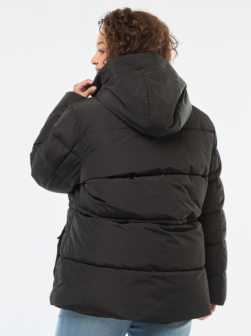 Casaco acolchoado comprido liso Preto - Kiabi