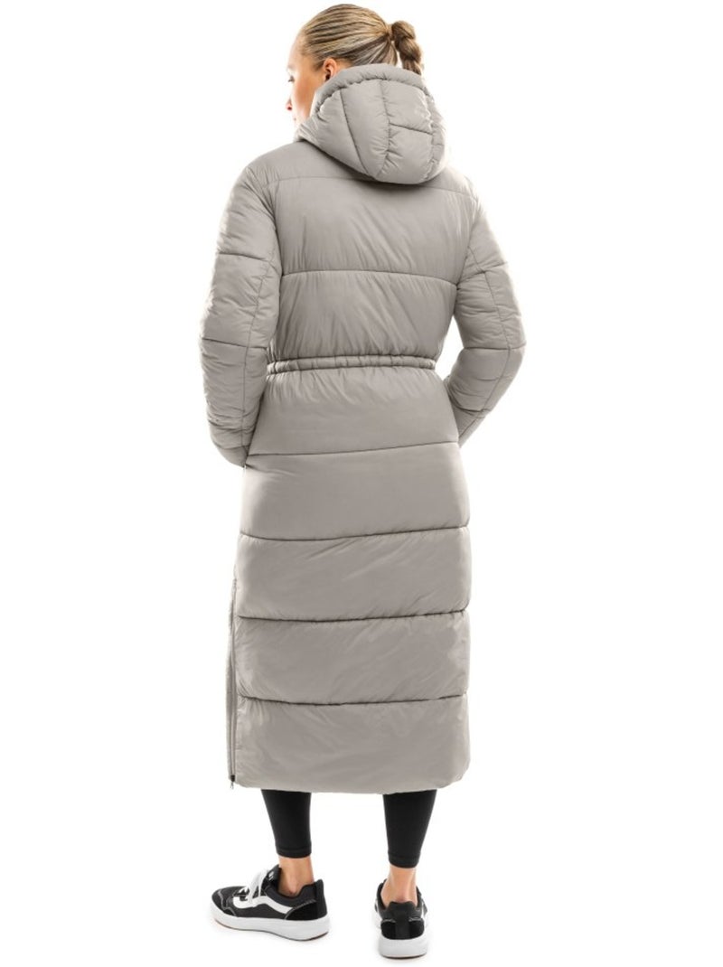 Casaco acolchoado comprido para mulher Branco Cinza - Kiabi
