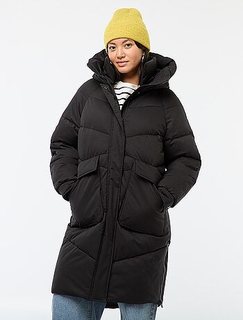 Casaco Acolchoado Quente Comprido Impermeável com Capuz