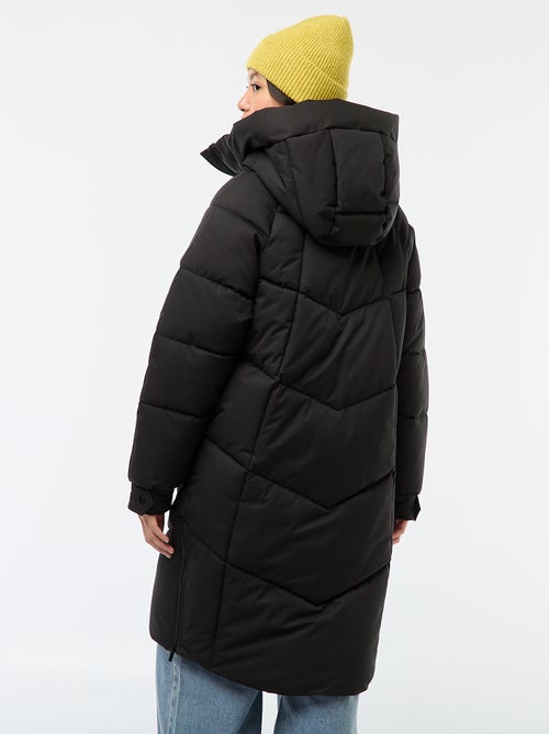 Casaco Acolchoado Comprido Quente e Impermeável com Capuz - Kiabi