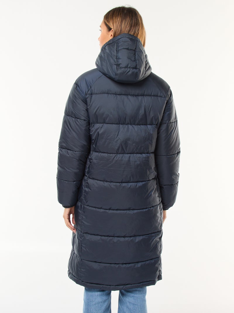 Casaco Acolchoado Comprido Repelente à Água Azul - Kiabi