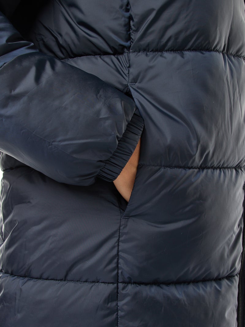 Casaco Acolchoado Comprido Repelente à Água Azul - Kiabi