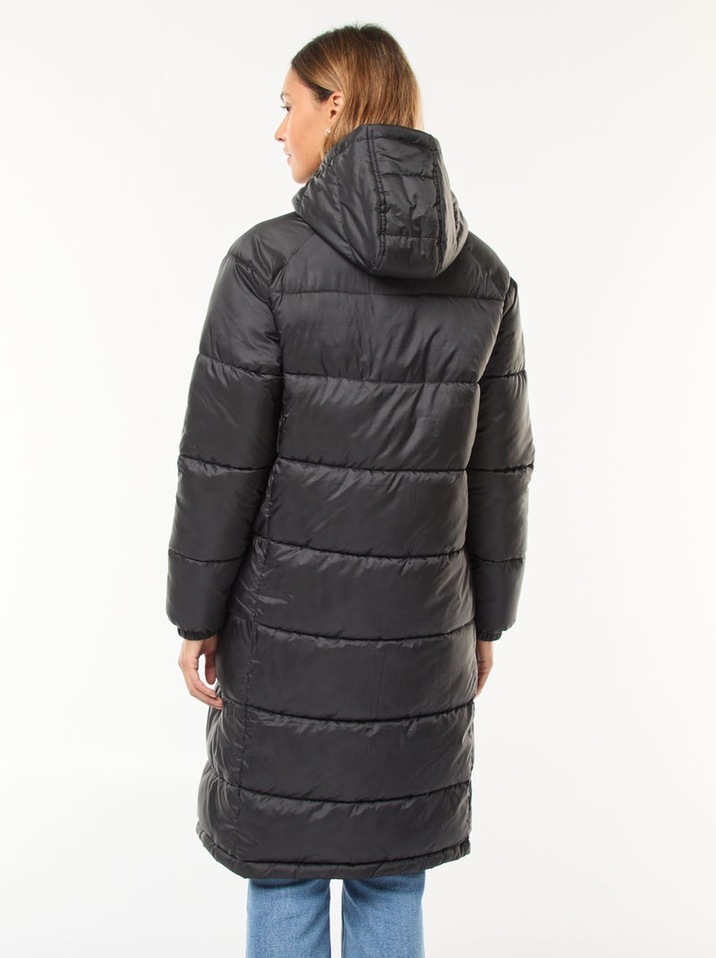 Casaco Acolchoado Comprido Repelente à Água Preto - Kiabi