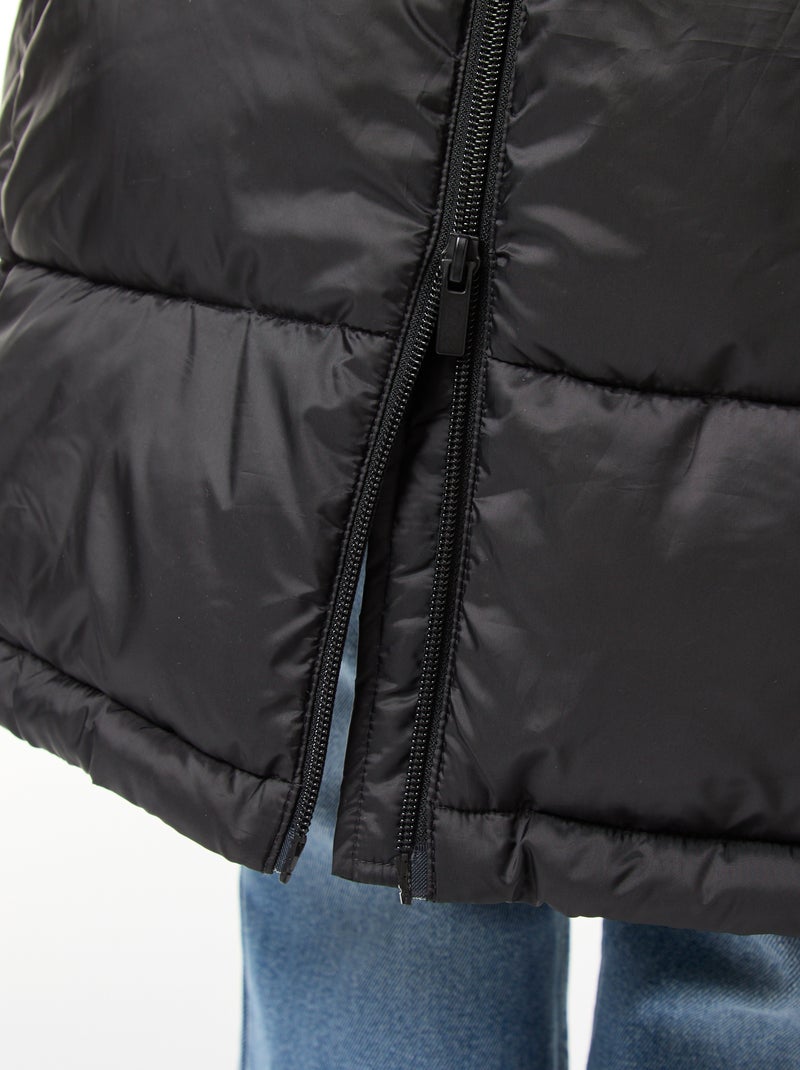 Casaco Acolchoado Comprido Repelente à Água Preto - Kiabi