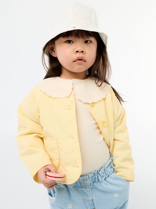 Casaco acolchoado de gola redonda em tecido impermeável - Kiabi