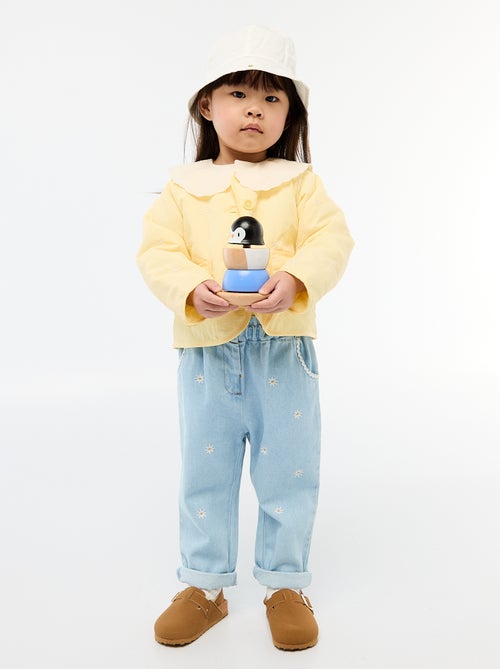 Casaco acolchoado de gola redonda em tecido impermeável - Kiabi