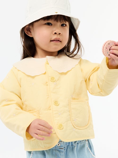 Casaco acolchoado de gola redonda em tecido impermeável - Kiabi