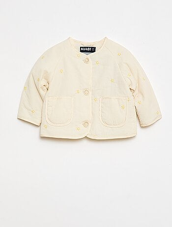 Casaco acolchoado de gola redonda em tecido impermeável