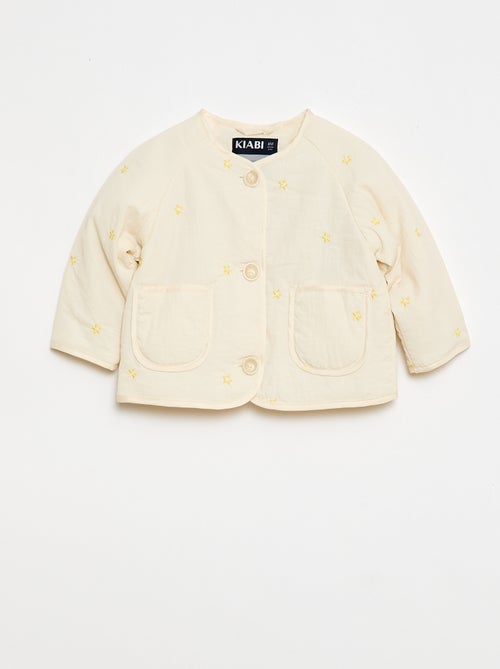 Casaco acolchoado de gola redonda em tecido impermeável - Kiabi