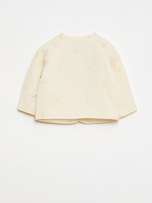 Casaco acolchoado de gola redonda em tecido impermeável - Kiabi