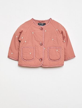 Casaco acolchoado de gola redonda em tecido impermeável