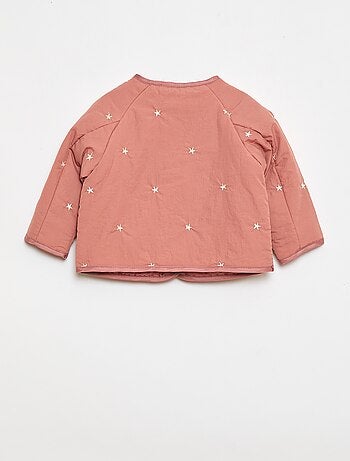 Casaco acolchoado de gola redonda em tecido impermeável