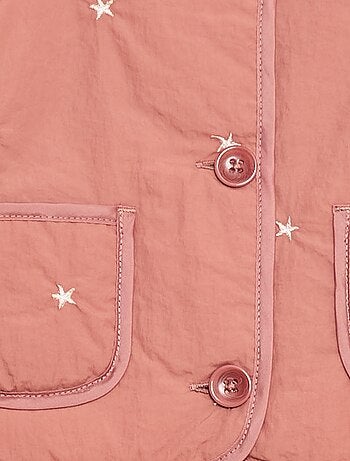 Casaco acolchoado de gola redonda em tecido impermeável