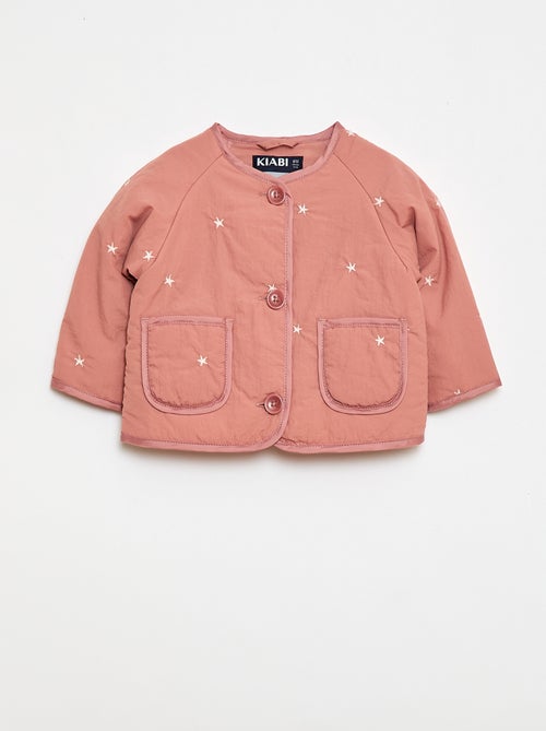 Casaco acolchoado de gola redonda em tecido impermeável - Kiabi