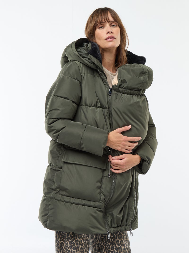 Casaco acolchoado de maternidade com detalhe para transportar o bebé Verde - Kiabi