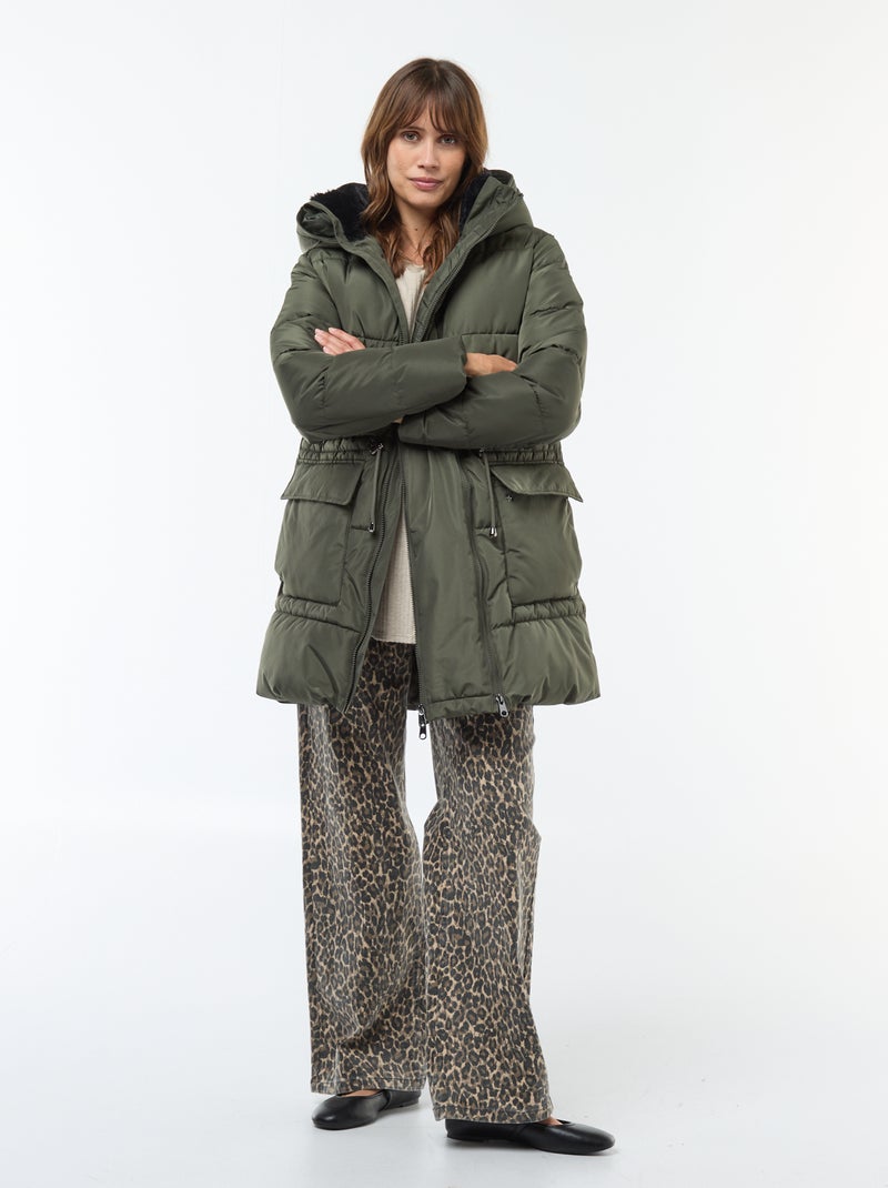 Casaco acolchoado de maternidade com detalhe para transportar o bebé Verde - Kiabi