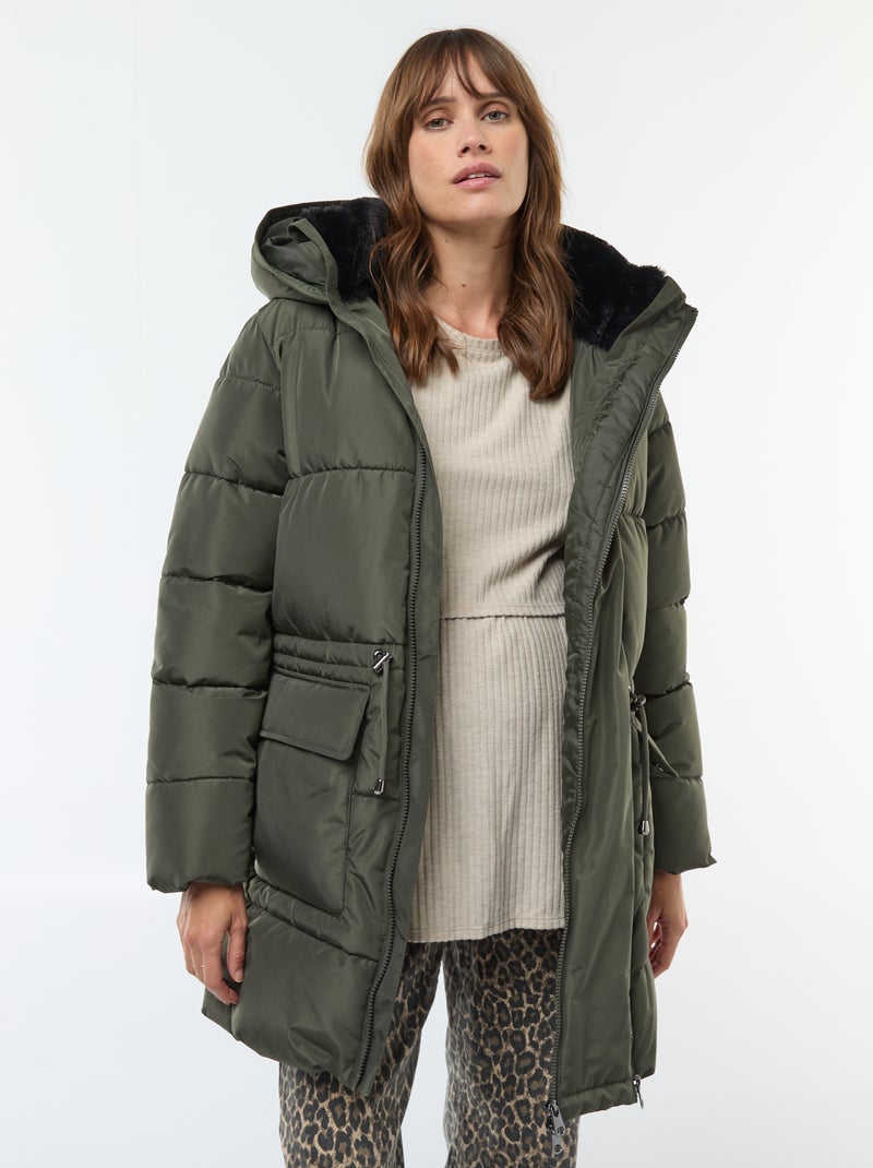 Casaco acolchoado de maternidade com detalhe para transportar o bebé Verde - Kiabi