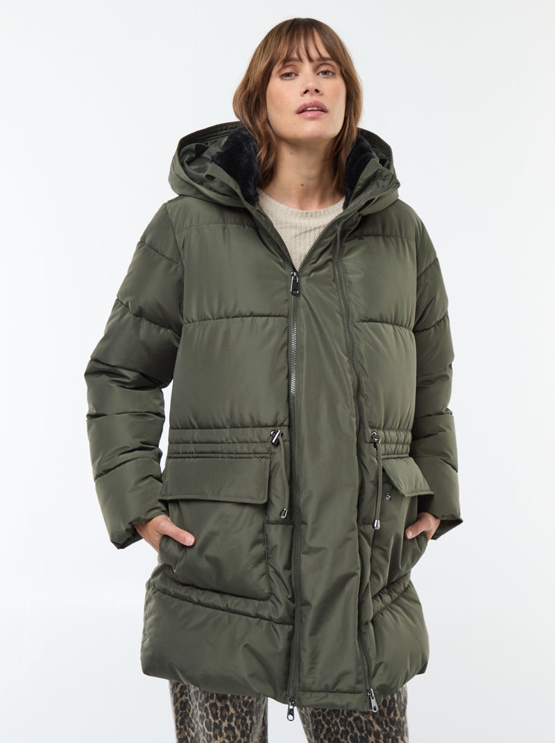 Casaco acolchoado de maternidade com detalhe para transportar o bebé Verde - Kiabi