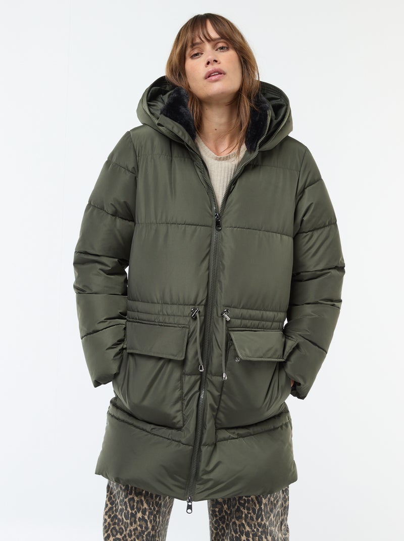 Casaco acolchoado de maternidade com detalhe para transportar o bebé Verde - Kiabi