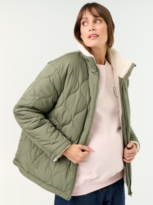 Casaco acolchoado de maternidade com interior em sherpa - Kiabi Casaco acolchoado de maternidade com interior em sherpa - Kiabi