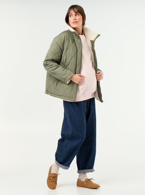 Casaco acolchoado de maternidade com interior em sherpa - Kiabi Casaco acolchoado de maternidade com interior em sherpa - Kiabi