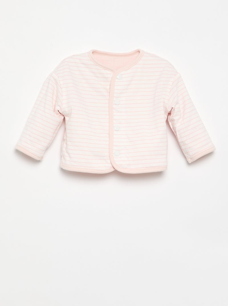 Casaco acolchoado e com molas reversível Rosa - Kiabi