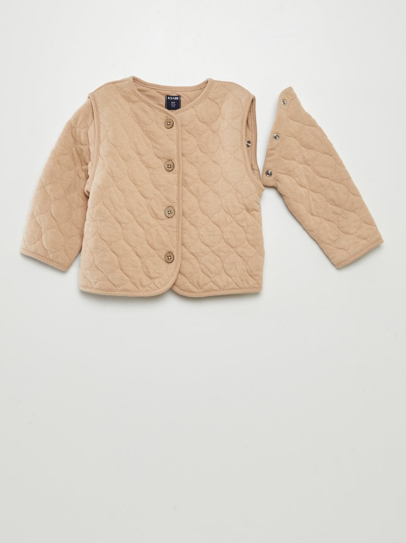Casaco acolchoado e forrado com mangas amovíveis BEGE - Kiabi